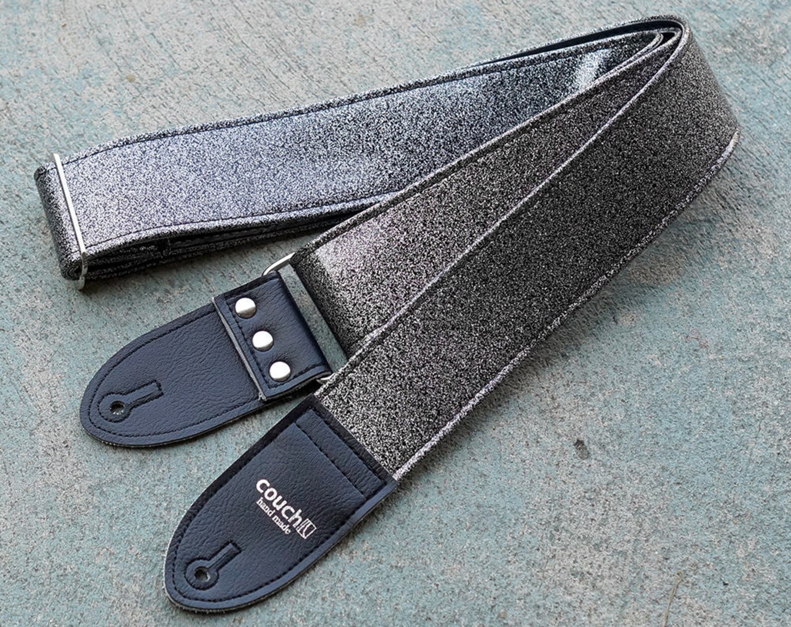 Black Galaxy Sparkle Guitar Strap Metal Flake Dark Silver Etsy