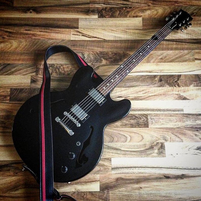 Black With Red Racer X Guitar Strap Vegan Couch Guitar Etsy