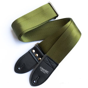 Army Green Recycled Seat Belt Guitar Strap - Vegan Eco Friendly Olive Guitar Straps