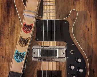 Cat Guitar Strap - Multi Color Cats - Vegan - Mr. Whiskers approves these guitar straps