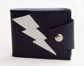 Lightning Bolt Wallet, Handmade of Vegan Leather