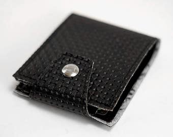 Black VW Bug Pattern Billfold Wallet- Made of VW Woven Pattern Car Vegan Leather Vinyl