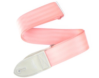 Soft Pink Seatbelt Guitar Strap, Upcycled Pastel Accessory