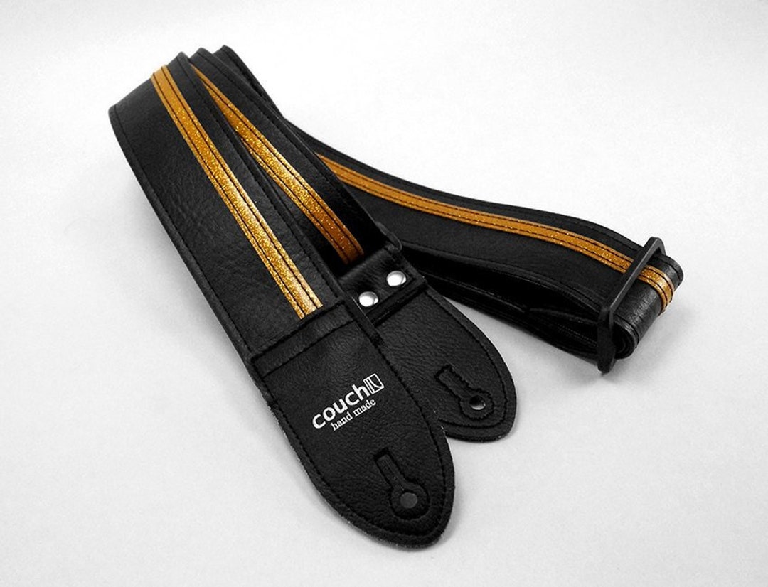 Black and on sale gold guitar strap