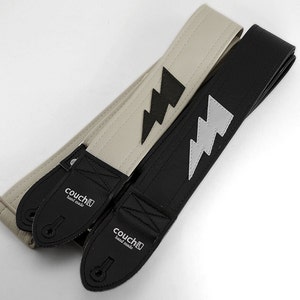 Lightning Bolt Guitar Strap Black with White Bolt Built to Shred image 3