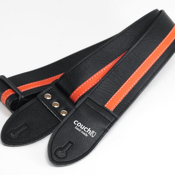 Black and Orange Racer X Guitar Strap