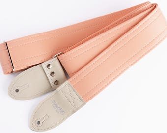 Pink Vintage Candy Guitar Strap, Dusty Pink, Pastel Vegan Guitar Straps, Made In USA