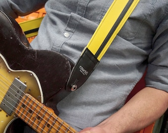 Yellow w/ Black Racer X Guitar Strap  - Vegan - Plenty of other colors to choose from