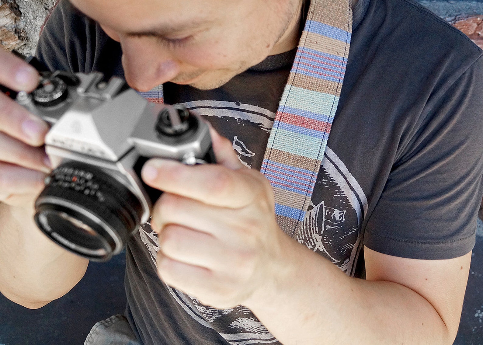 Mexican Blanket Camera Strap Sand & Turquoise Baja Boho Etsy