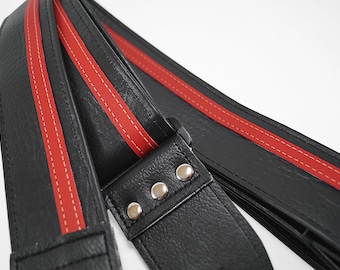 Black With Red Racer X Guitar Strap- Vegan- Couch Guitar Straps Made In The USA By Guitar Players