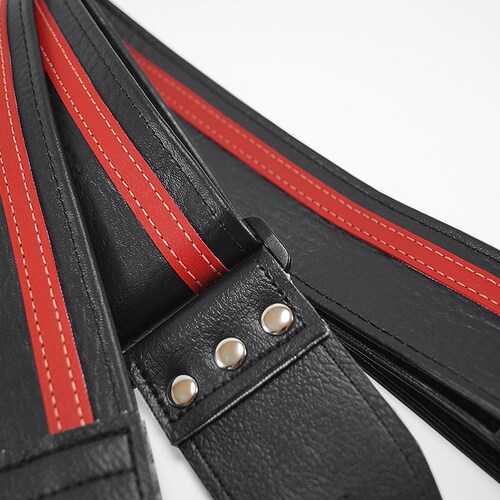 Black With Red Racer X Guitar Strap Vegan Couch Guitar Etsy