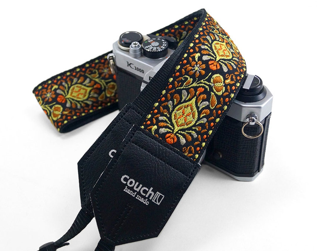 Vintage Style Hippie Hendrix Camera Strap Made with Recycled Seatbelt