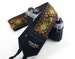 Boho Camera Strap- Psychedelic Sunset Hendricks Hippie Weave, Jacquard Woven Orange And Yellow