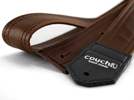 Rustic Saddle Mandolin Strap - Made of Double Stitched Highest Quality Deep Brown Vegan Leather