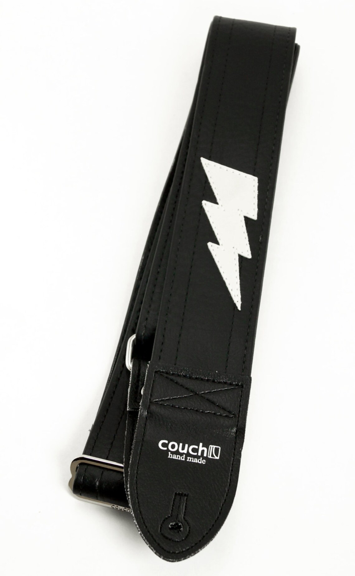 Lightning Bolt Guitar Strap White Strap With Black Bolt Etsy