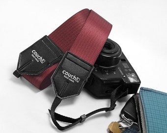 Maroon Oxblood Seatbelt Camera Strap, Upcycled, Vegan, Made In USA