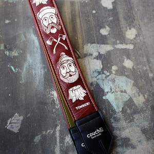 Timber Lumberjack Camera Strap In Tree Trunk Brown or Flannel Red image 1