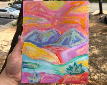Origineel olieverfschilderij op canvas - helder landschap | uniek exemplaar