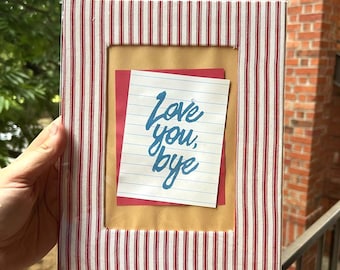 Hand-Cut Paper Collage Art | "Love You Bye" Rustic Entryway Decor