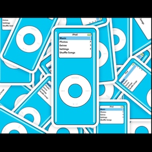 Blue MP3 Player Sticker