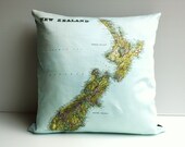 Vintage map/ NEW ZELAND map print / Map Cushion cover/ pillow map pillow/ organic cotton cushion cover /throw cushion/ second anniversary