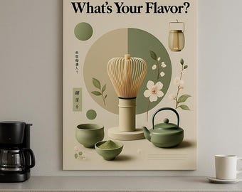 minimalist matcha art print | Japanese Wall Decor | matcha wall art, matcha gift, matcha aesthetic (set of 4)