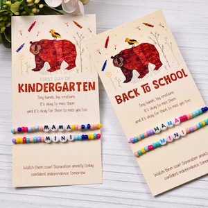 First Day Of Kindergarten Bracelet Set,Mommy And Me Bracelet,Back To School Gift,Anxiety Gift For Kids, Preschool Bracelet,Matching Bracelet