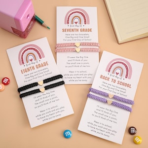 First Day Of Kindergarten,Mommy And Me Heart Braided Matching Bracelets,Back To School Bracelet Set,First Day Of School,Family Bracelet.