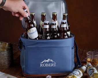 Bolsa térmica bordada, compañera de viaje personalizada para padrinos de boda.