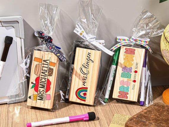 Personalized Wooden Chalkboard Eraser, Teacher Gifts Eraser,Custom Name Classroom Tool