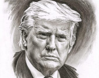 Donald J. Trump Fine Art Print, original artwork, Trump portrait, 8x10