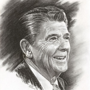 Ronald Reagan Fine Art Print, original artwork, Reagan portrait, 8x10