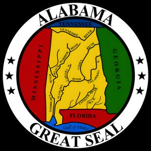 Kaart Great Seal of Alabama | Vintage digitale download png | Staatshistorische kunst om af te drukken, te knutselen of te decoreren