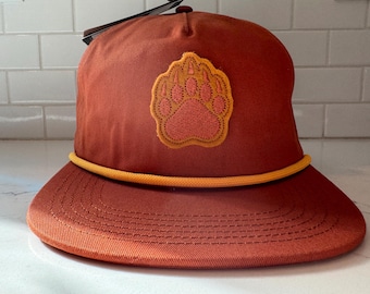 Retro Grizzly Bear Paw Felt Patch - Snapback Rope Hat