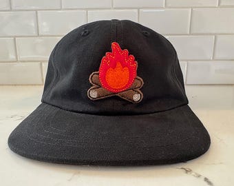 Vintage Kids Felt Campfire Flat Bill Hat - Black
