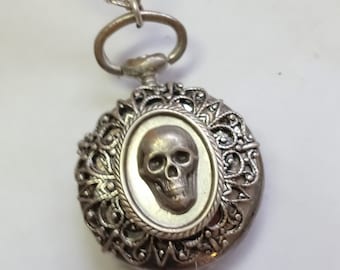NEW Double Sided Skull Pocket Watch Necklace, Pocketwatch Necklace, Vintage Watch Necklace, Pocket Watch, Vintage Watch,,enchantedlockets