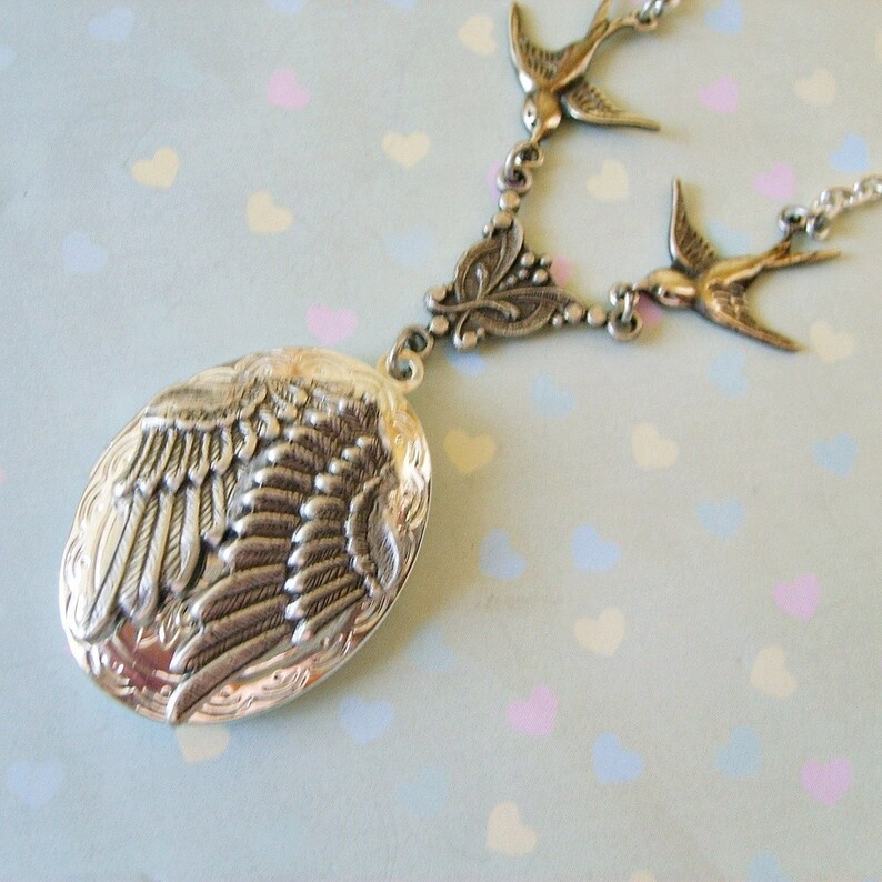 The Original Folded Guardian Angel Wings Enchanted Locket image 1