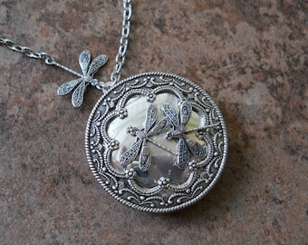 Dragonlfy Locket in Silver by Enchanted Lockets