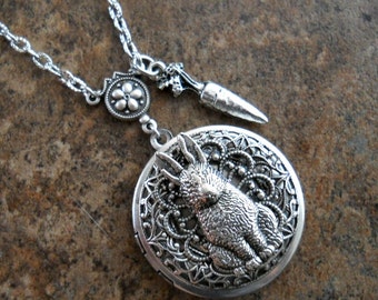 Hunny Bunny Locket in Silver, Rabbit Locket, Easter Locket  Exclusively by Enchanted Lockets