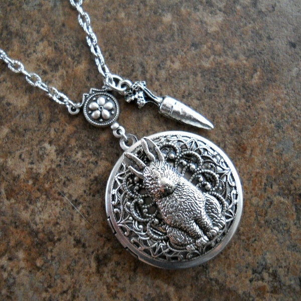 Hunny Bunny Locket in Silver, Rabbit Locket, Easter Locket  Exclusively by Enchanted Lockets