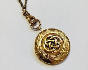 Irish Celtic Knot Vintage Style Locket, Brass Celtic Locket, Brass Claddagh Locket, celtic locket, celtic talisman, celtic, brass locket