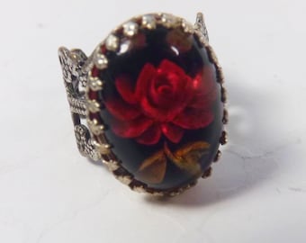 Red Rose Ring in Silver, Rose Ring ORIGINAL Design by Enchanted Lockets