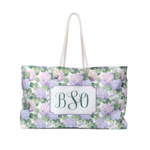 Monogramm Blumen Einkaufstasche | Weekender + Pooltasche nach Maß, Brautjungfer Geschenk, Urlaubstasche, Geschenk für Sie
