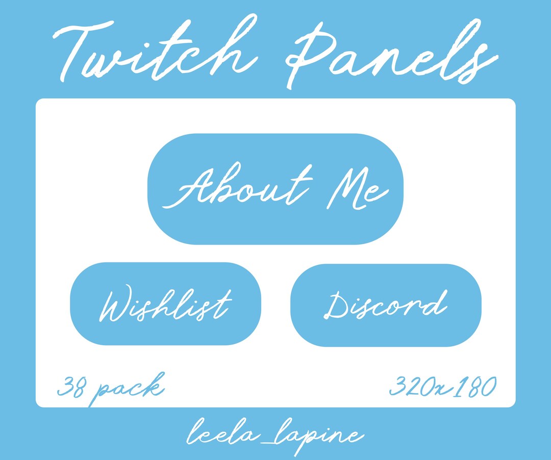 Sky Blue Twitch Panels: Minimal Script Style (38 Pack) (digital ...
