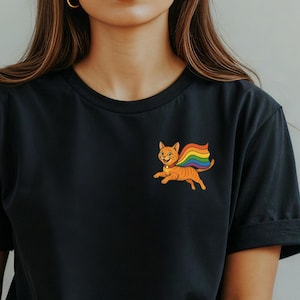 Cat Pride Flag Shirt, Pride Month, LGBTQ, Rainbow, Pet with Pride Flag Shirt, Cat Shirt, Cat Lover Gift, Pet Tee, Cat Pride