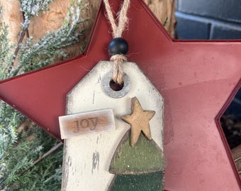 Rustic tree tag ornament, Christmas ornament, Holiday decor, tiered tray decor