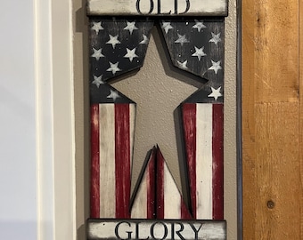 Primitive Old Glory shutter sign, patriotic, Americana, July 4