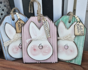 Etiquetas de "Hola Conejito de Pascua"/ "Deseos de Conejito", decoración de temporada, decoración del hogar