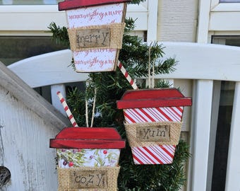 Seasonal Lattè Cup Ornaments, Christmas ornaments