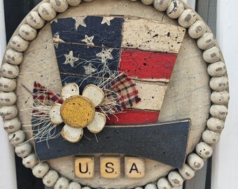 Uncle Sam hat hanger, USA, 4th of July decor